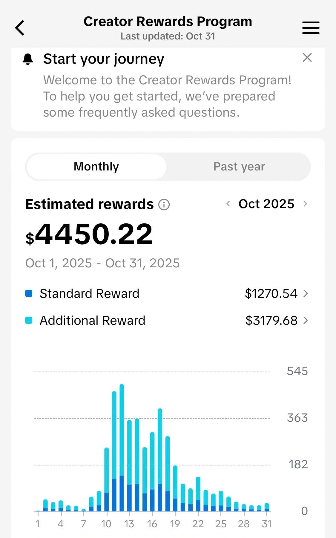 TikTok Creator Rewards Program screenshot